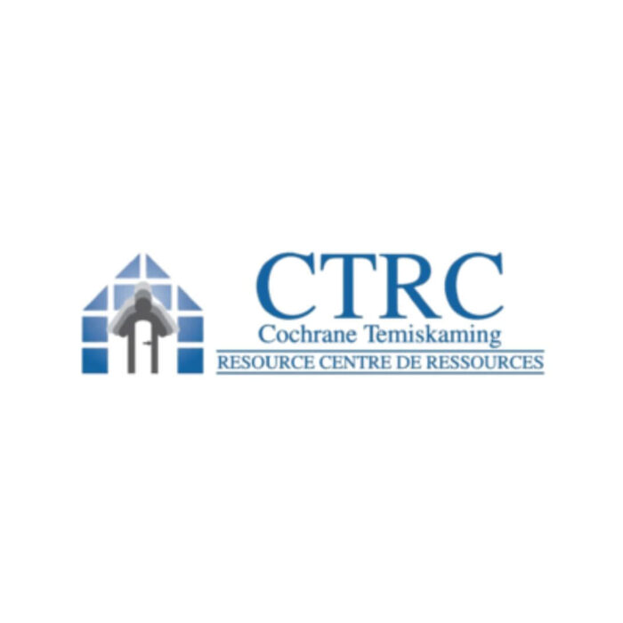 Timmins Care Logo of the Timmins Cochrane District Social Services Administration Board featuring a stylized house and human figure with the acronym "ctrc" prominent in the design. Cochrane District Social Services Administration Board