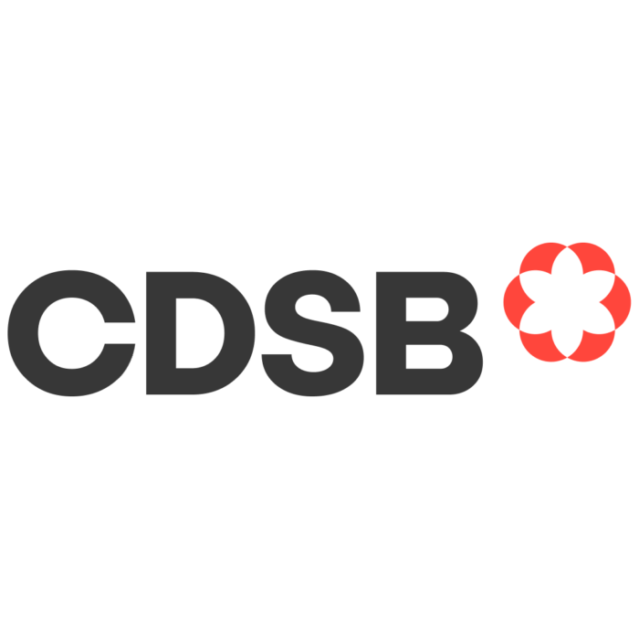 Timmins Care Logo of CDSB with black text and a red and white circular design element at the right end. Cochrane District Social Services Administration Board