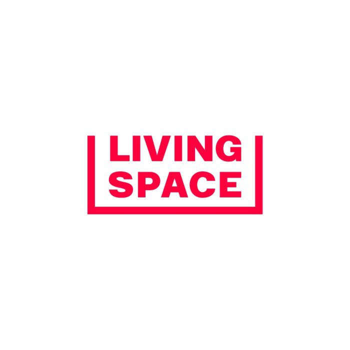 Timmins Care Text logo with the words "living space" inside a red rectangle on a white background. Cochrane District Social Services Administration Board