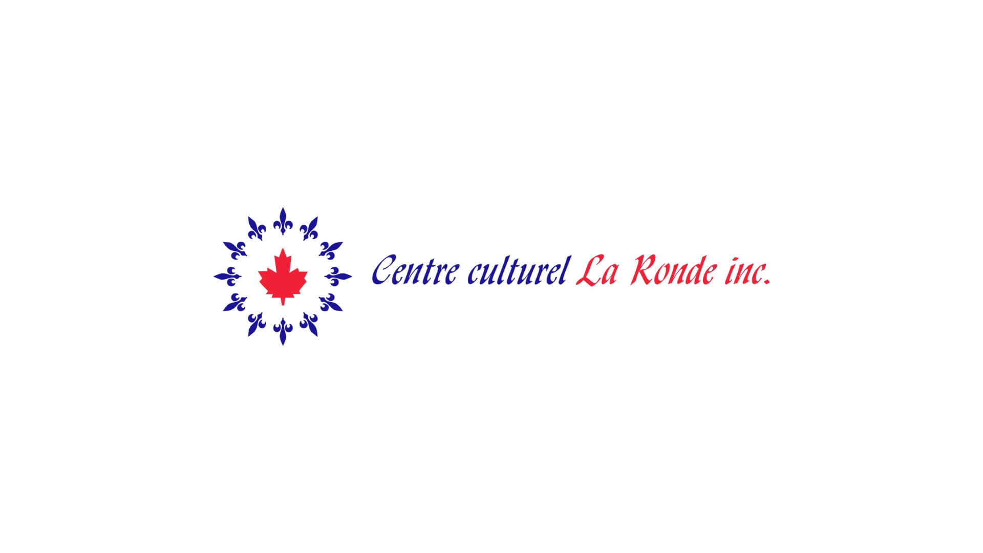 Timmins Care Logo of centre culturel la ronde inc featuring a blue and red floral emblem with a maple leaf in the center, flanked by the organization's name in blue text. Cochrane District Social Services Administration Board