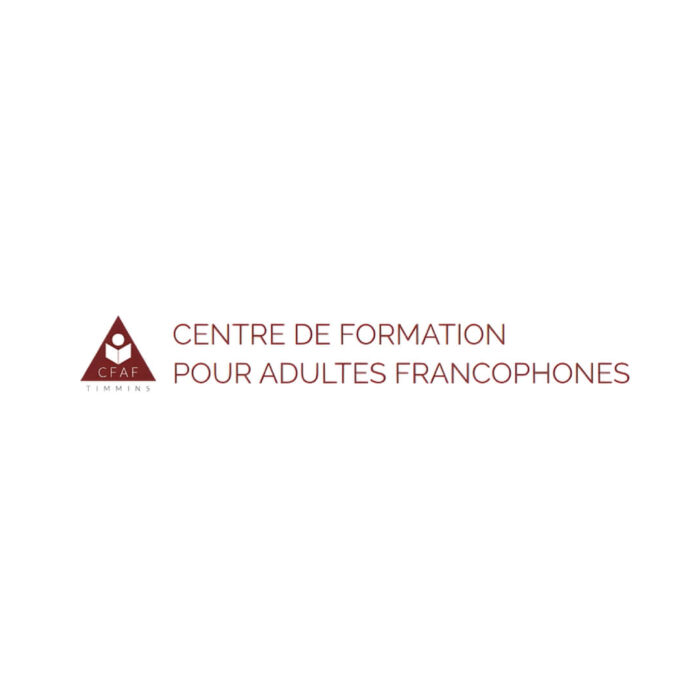 Timmins Care Logo of the centre de formation pour adultes francophones featuring a stylized red and black design and french text. Cochrane District Social Services Administration Board