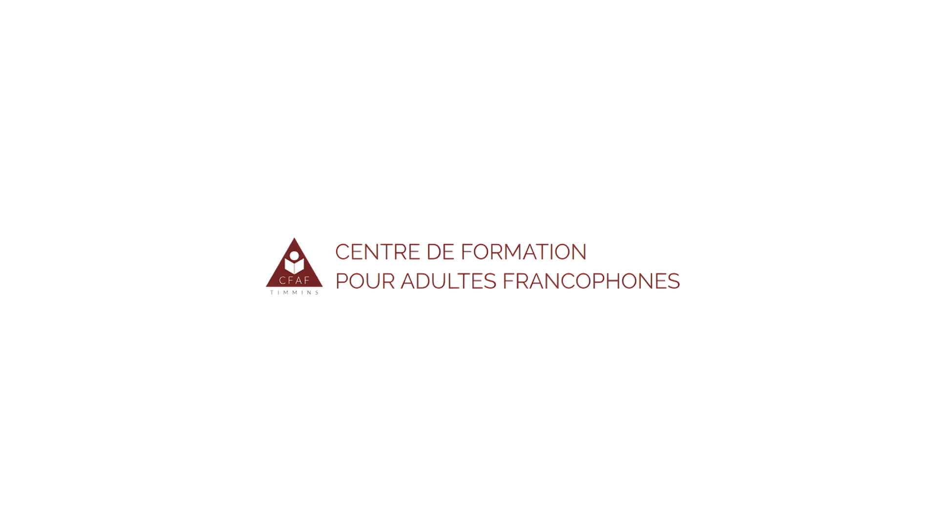 Timmins Care Logo of the centre de formation pour adultes francophones featuring a stylized red and black design and french text. Cochrane District Social Services Administration Board