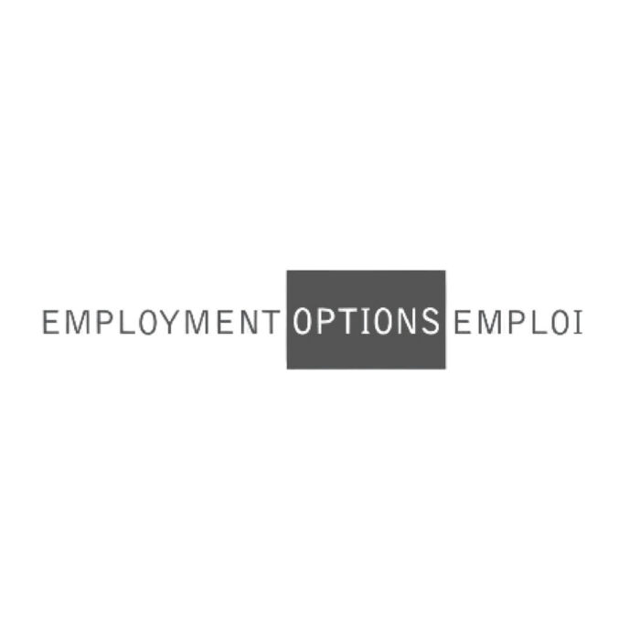 Timmins Care Text "employment options emploi" on a gray background. Cochrane District Social Services Administration Board