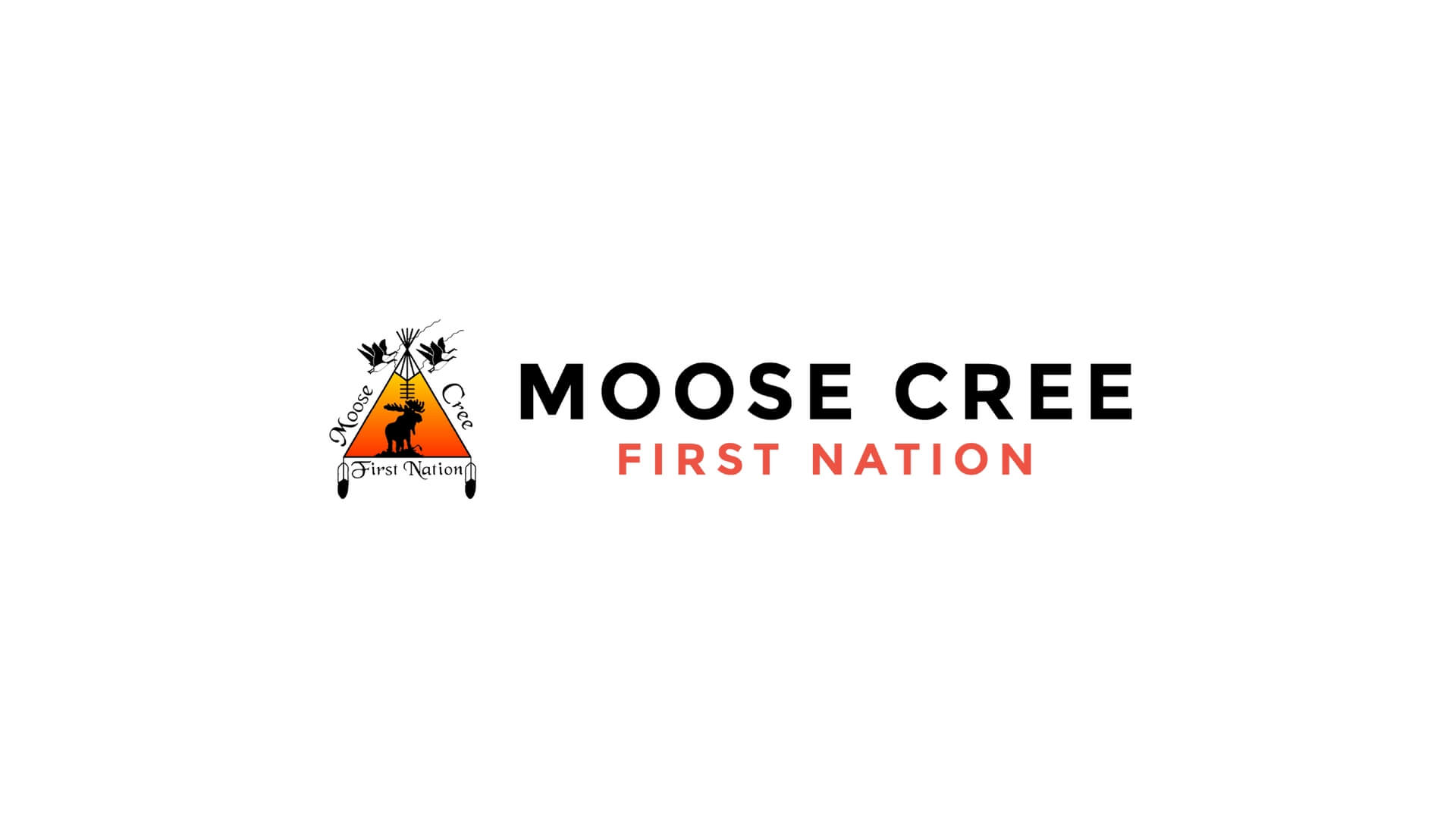 Timmins Care Logo of moose cree first nation featuring a stylized teepee, wildlife symbols, and text on a white background. Cochrane District Social Services Administration Board