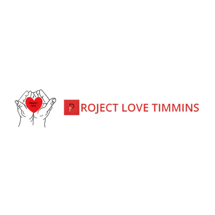 Timmins Care Logo for project love timmins featuring two hands forming a heart shape above a heart icon, with red and black text. Cochrane District Social Services Administration Board
