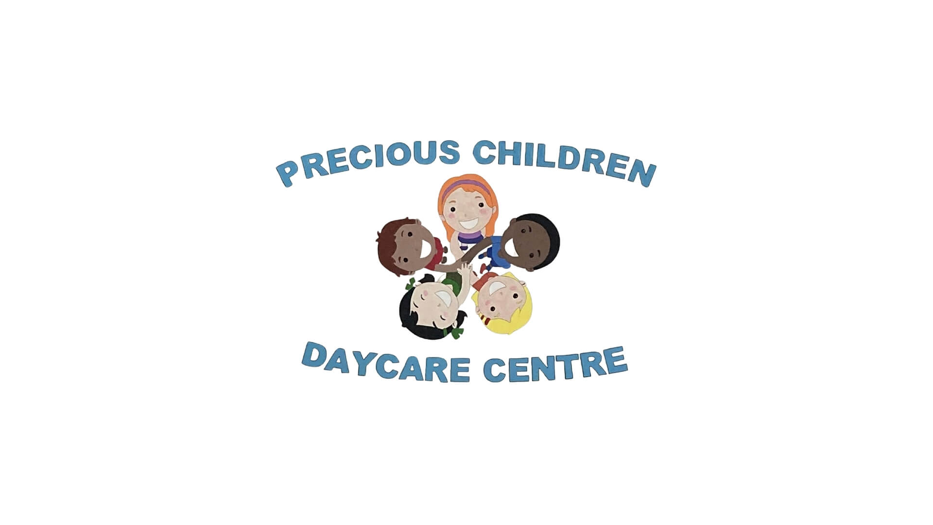Timmins Care Logo of precious children daycare centre featuring a joyful caregiver surrounded by four diverse children, with text in a circular arrangement. Cochrane District Social Services Administration Board