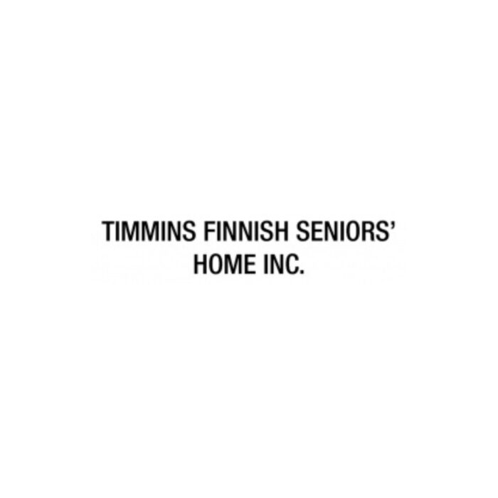 Timmins Care Logo of timmins finnish seniors' home inc., featuring plain black text on a white background. Cochrane District Social Services Administration Board