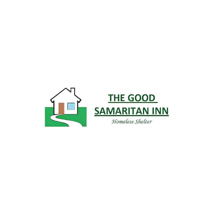 Timmins Care Logo of "the good samaritan inn homeless shelter" featuring a stylized house graphic in green and white next to the text. Cochrane District Social Services Administration Board