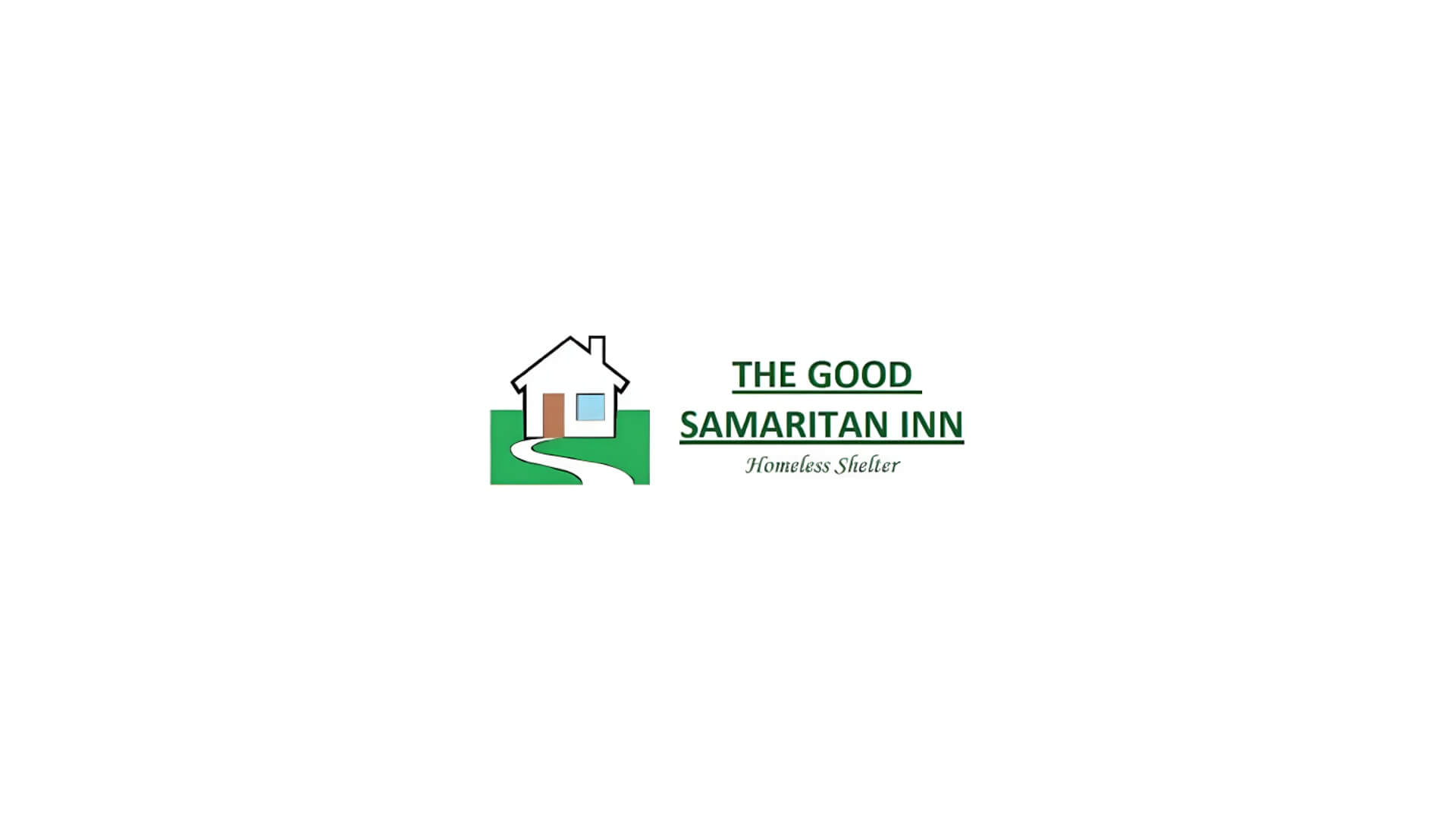 Timmins Care Logo of "the good samaritan inn homeless shelter" featuring a stylized house graphic in green and white next to the text. Cochrane District Social Services Administration Board