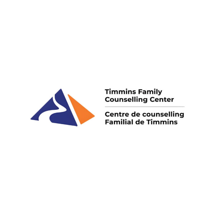 Timmins Care Logo of timmins family counselling center, featuring a stylized mountain in blue and orange, with bilingual english and french text. Cochrane District Social Services Administration Board