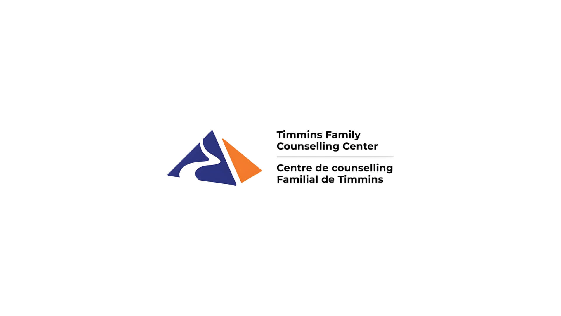 Timmins Care Logo of timmins family counselling center, featuring a stylized mountain in blue and orange, with bilingual english and french text. Cochrane District Social Services Administration Board
