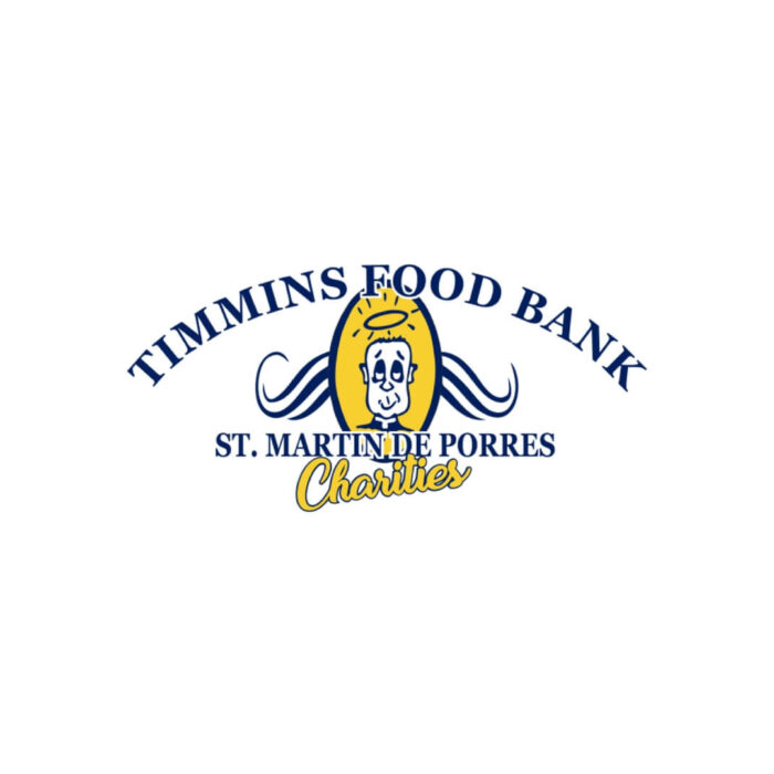 Timmins Care Logo of timmins food bank, st. martin de porres charities, featuring text and an illustration of a smiling figure wearing a hood. Cochrane District Social Services Administration Board