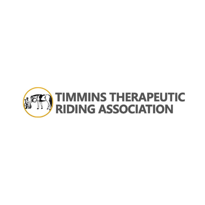 Timmins Care Logo of timmins therapeutic riding association featuring a black and white horse graphic and text. Cochrane District Social Services Administration Board